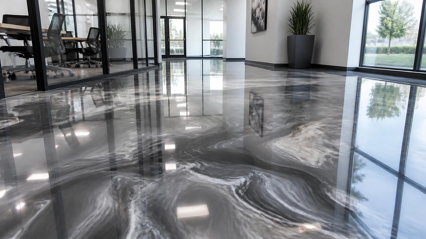 Epoxy flooring failure example showing blistering and preparation issues
