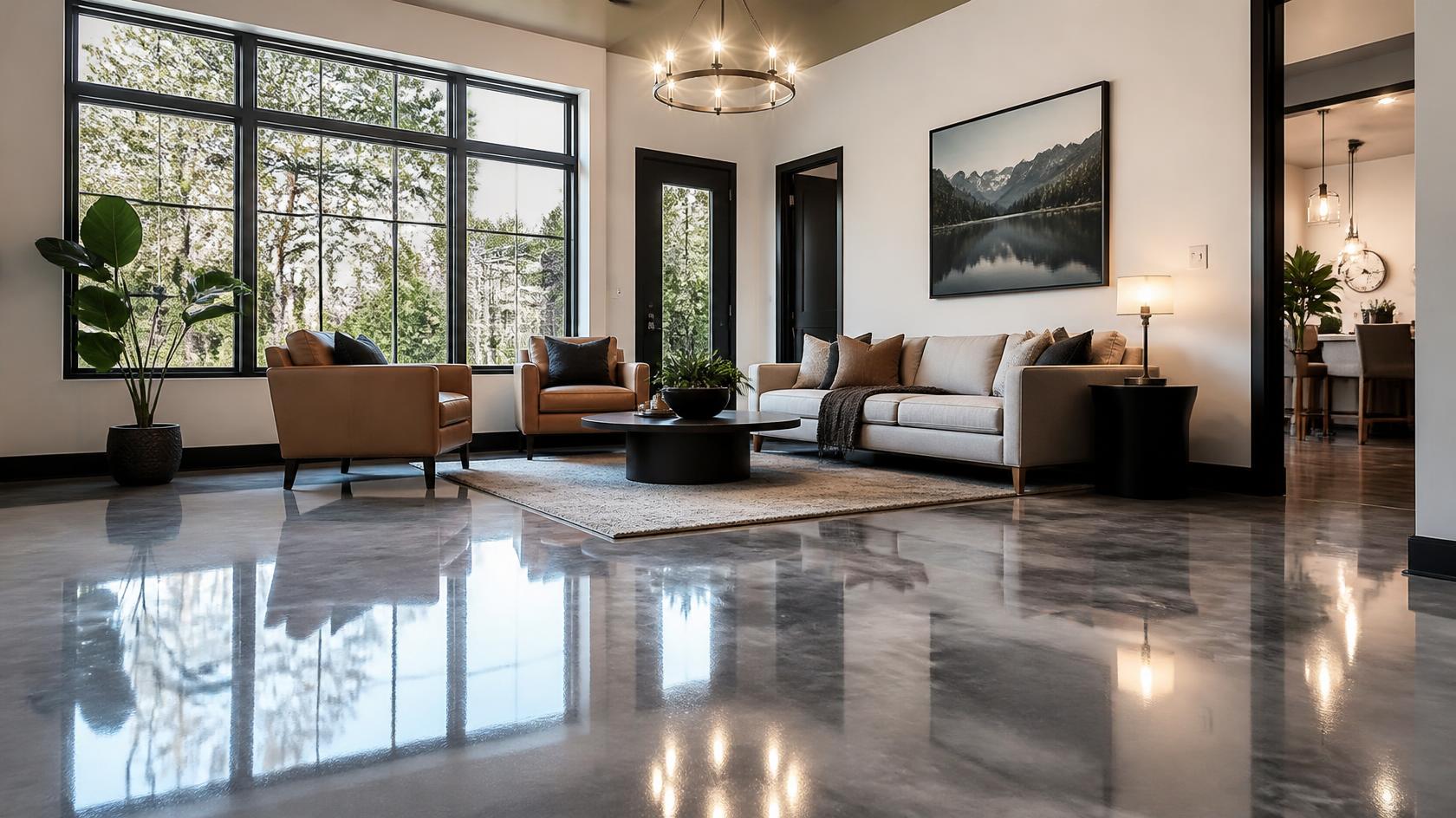 Completed epoxy flooring system showing resin finish in a UK property